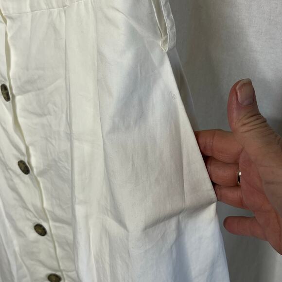 A New Day White A Line Sundress NEW Button Front Pockets Size 6 Knee Length - Picture 6 of 11